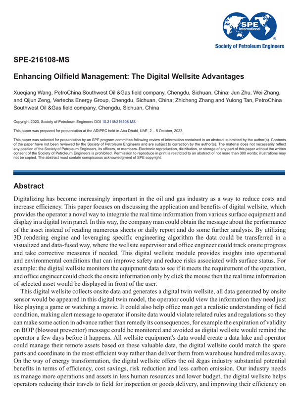 October 2023 · SPE-216977-MS · Enhancing drilling operations and management through digital ecosystem